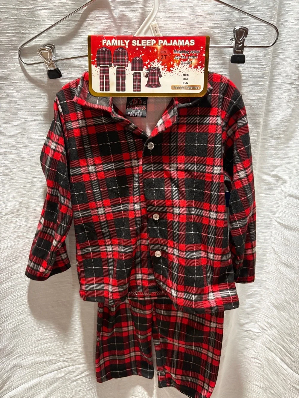- Red & Black Plaid Kids Pajama Set Size 3T